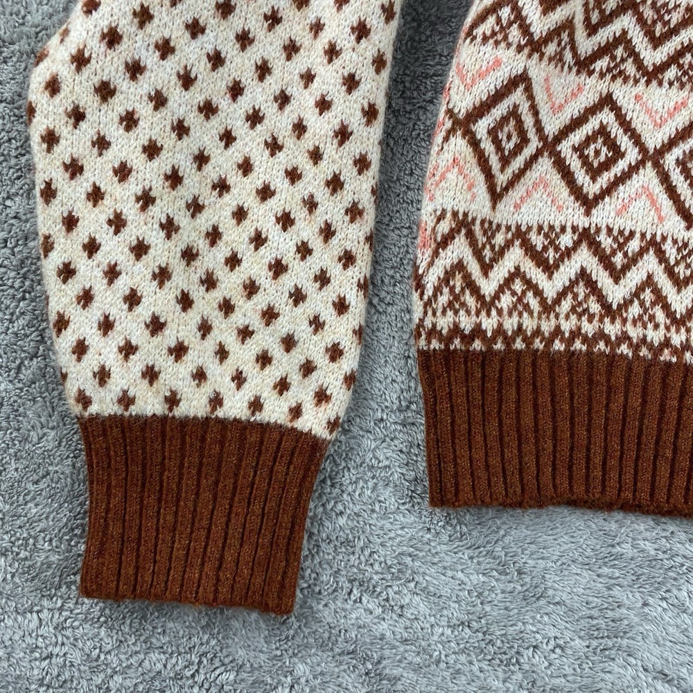 American Eagle Mock Neck‎ Cropped Fair Isle Pattern Close Knit Sweater Medium - Picture 15 of 16